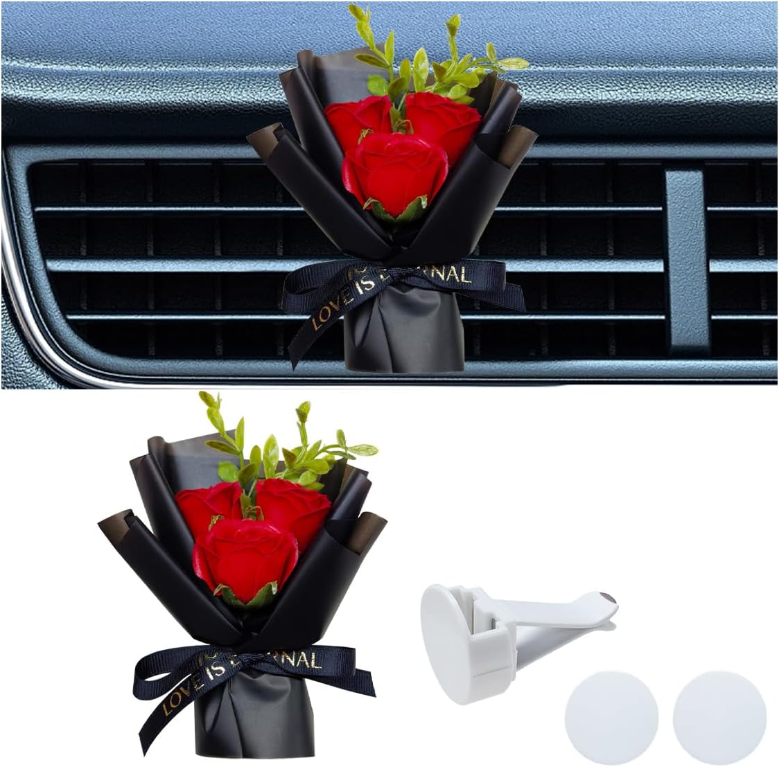 Mini Bouquet Car Vent Clip Cute Rose Air Freshener Decor