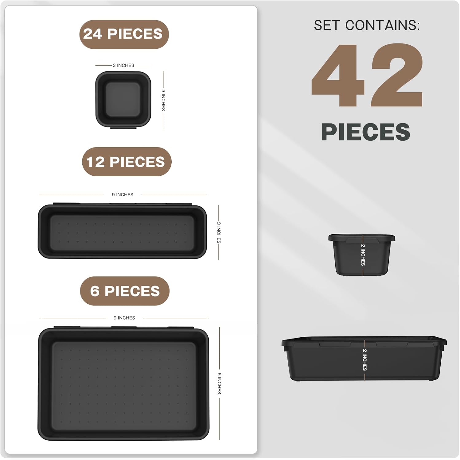 A-LuGei 42PCS Black Tool Box Organizer Tray Divider Set