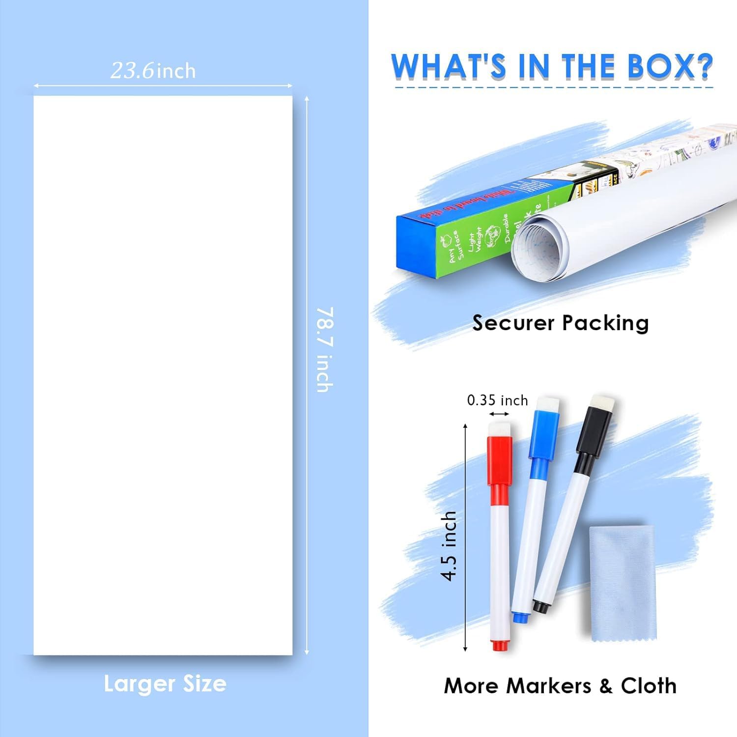 Dry Erase Whiteboard Sticker Wall Decal 787x236 Self-Adhesive