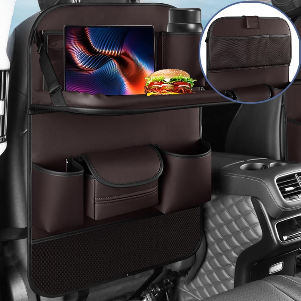 1PCS Car Backseat Organizer with Foldable Table Tray and Kick Mat