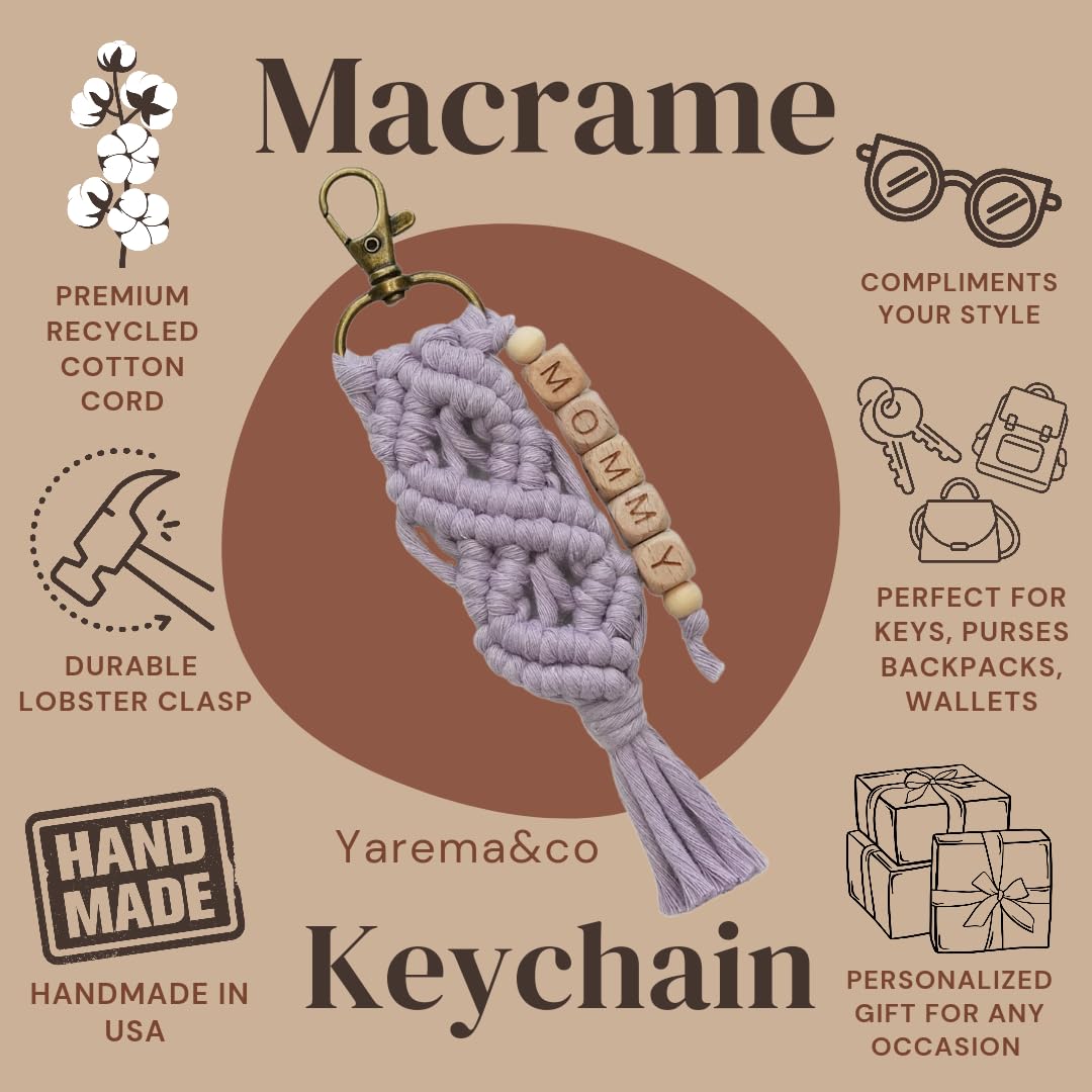 Personalized Macrame Keychain Boho Design for Women Girls