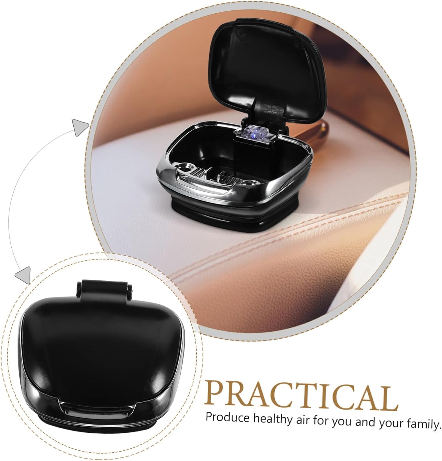 Yosadier Car LED Ashtray Holder Black Non-slip