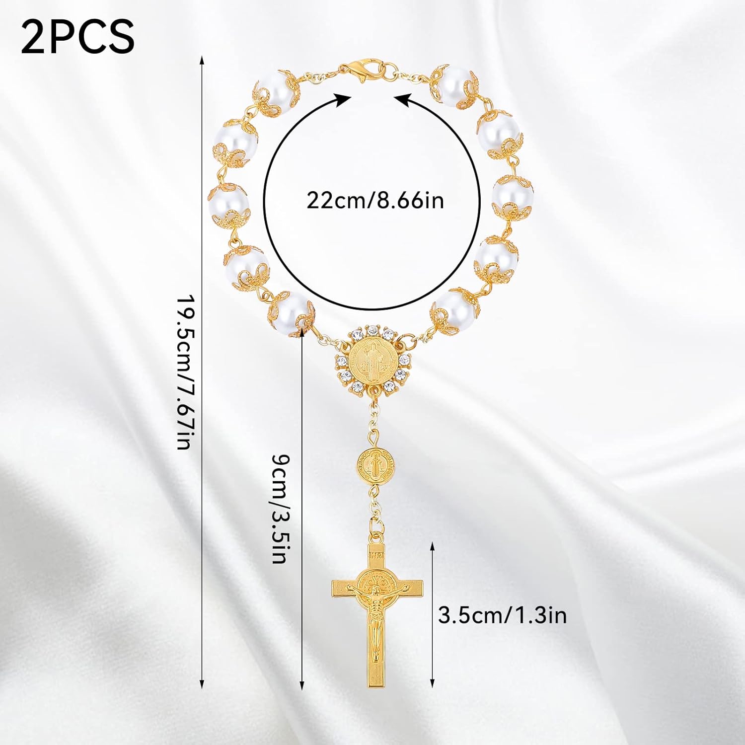 Cobee Car Rosary Set for Rearview Mirror Gold