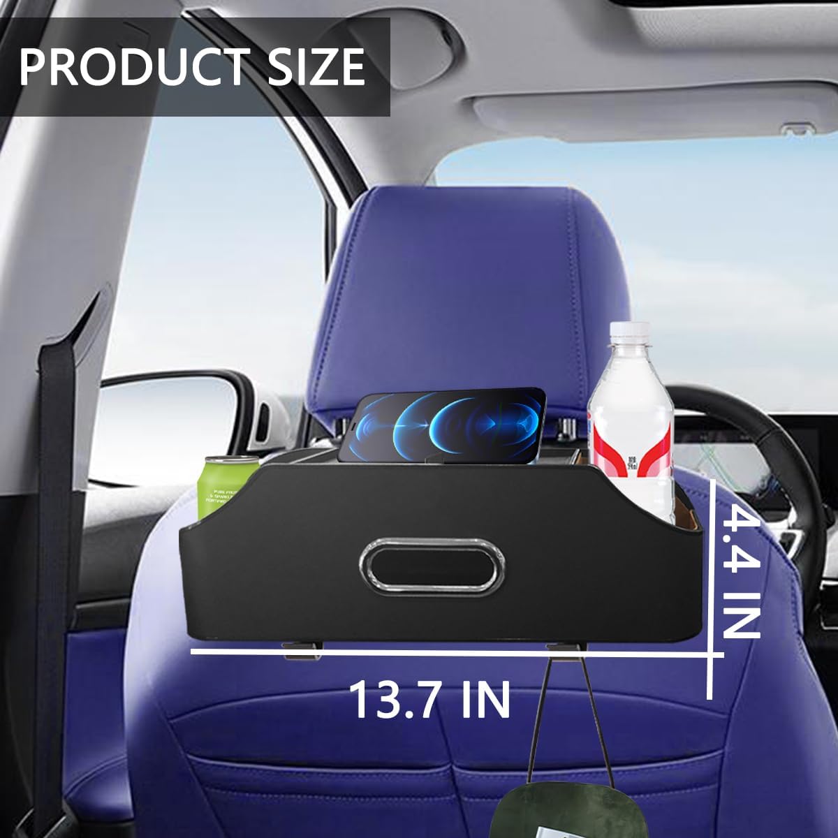 AUCELI Car Seat Back Organizer with Cup Holder and Tissue Box