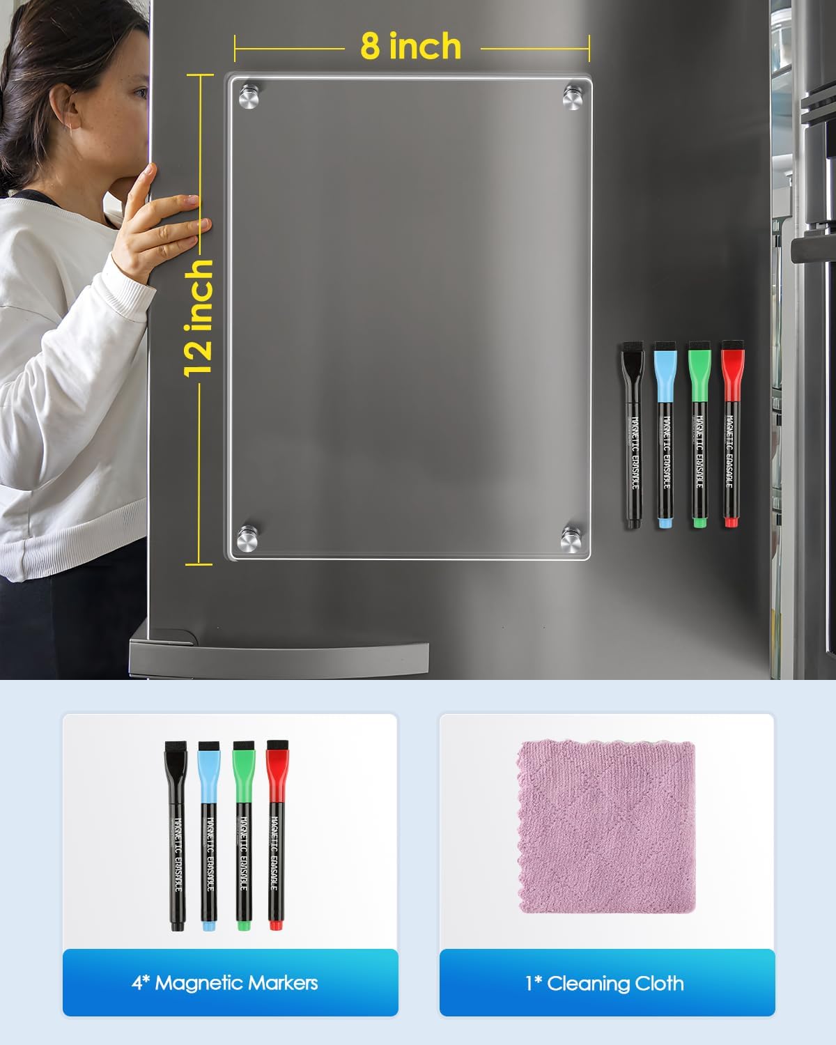 MaxGear Small Magnetic Dry Erase Board for Fridge