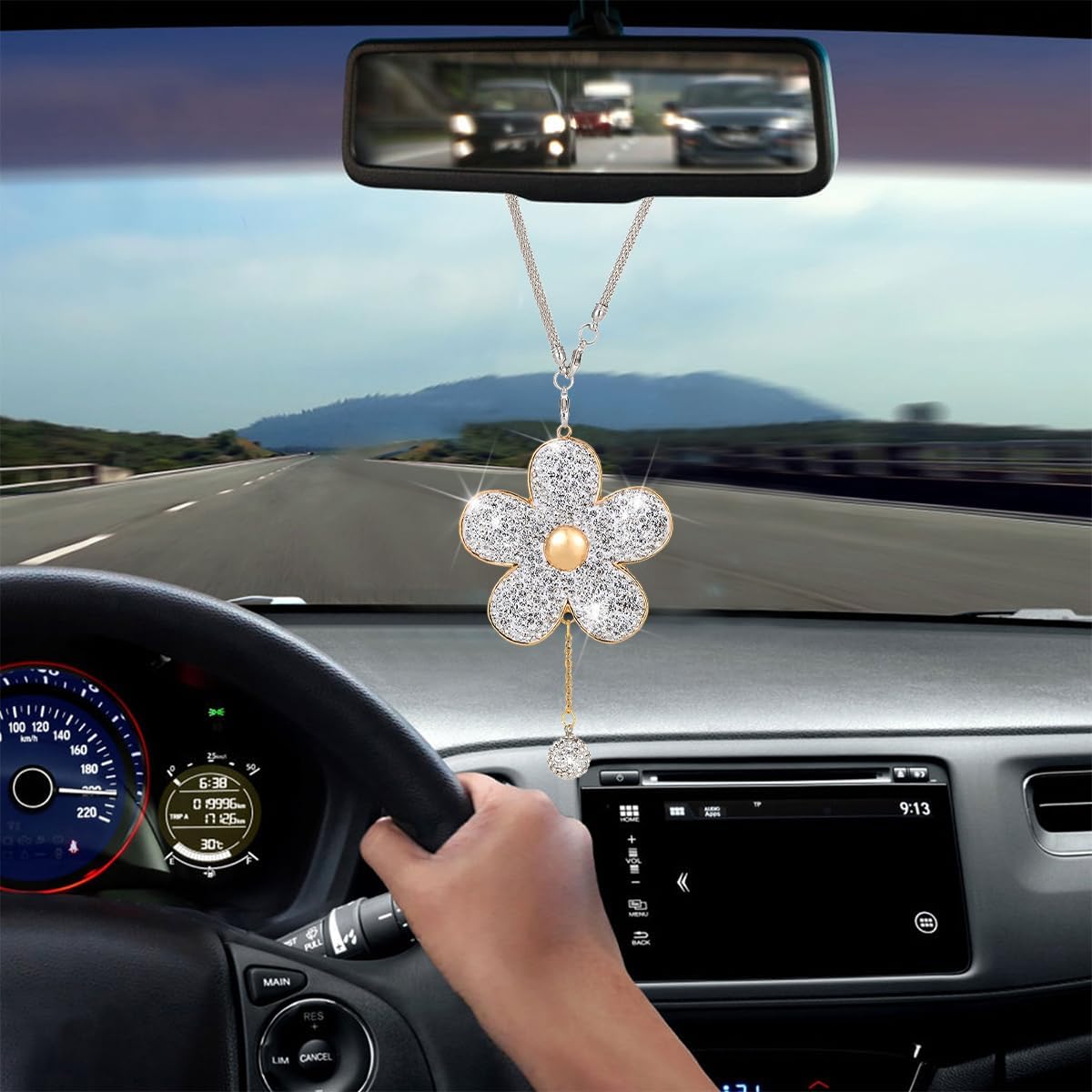 BESULEN Bling Daisy Flower Car Hanging Decor