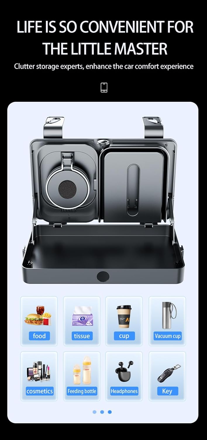 3-in-1 Car Headrest Backseat Organizer with Cup Holders and Hooks
