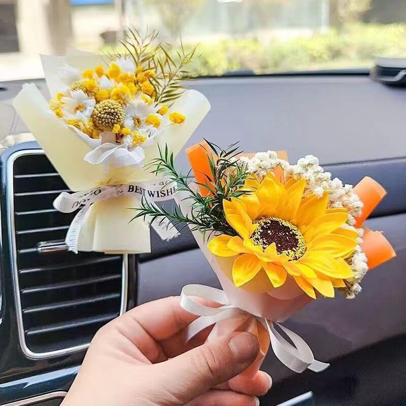 Yellow Mini Dried Flower Car Air Freshener Vent Clip