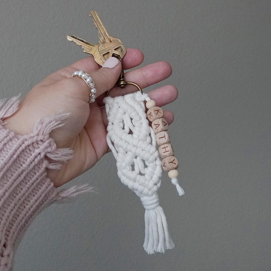 Personalized Macrame Keychain Boho Design for Women Girls
