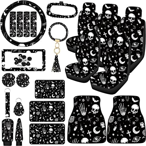 Tallew 26 Piece Skeleton Cat Car Accessories Set