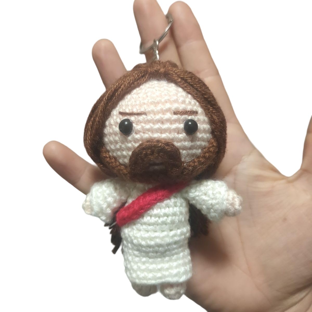 Handmade Crochet Jesus Keychain Pendant