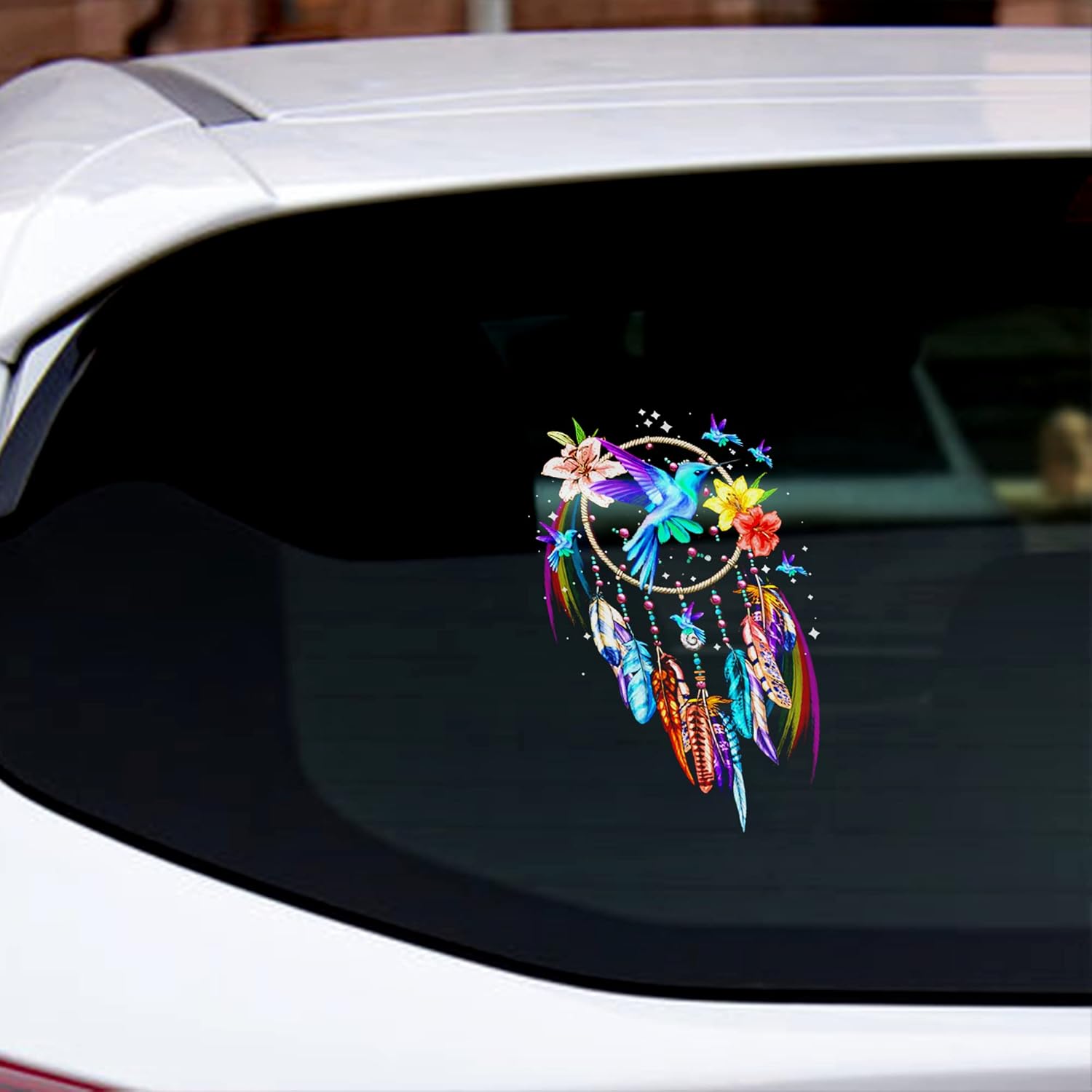 Colorful Dreamcatcher Hummingbird Car Decal