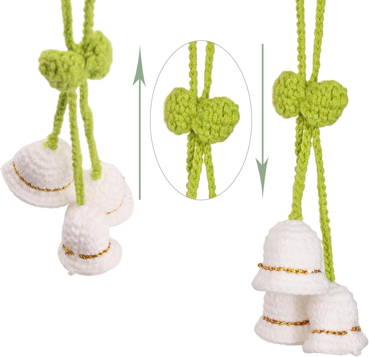 Cute Crochet Orchid Mirror Ornament for Car Decorations