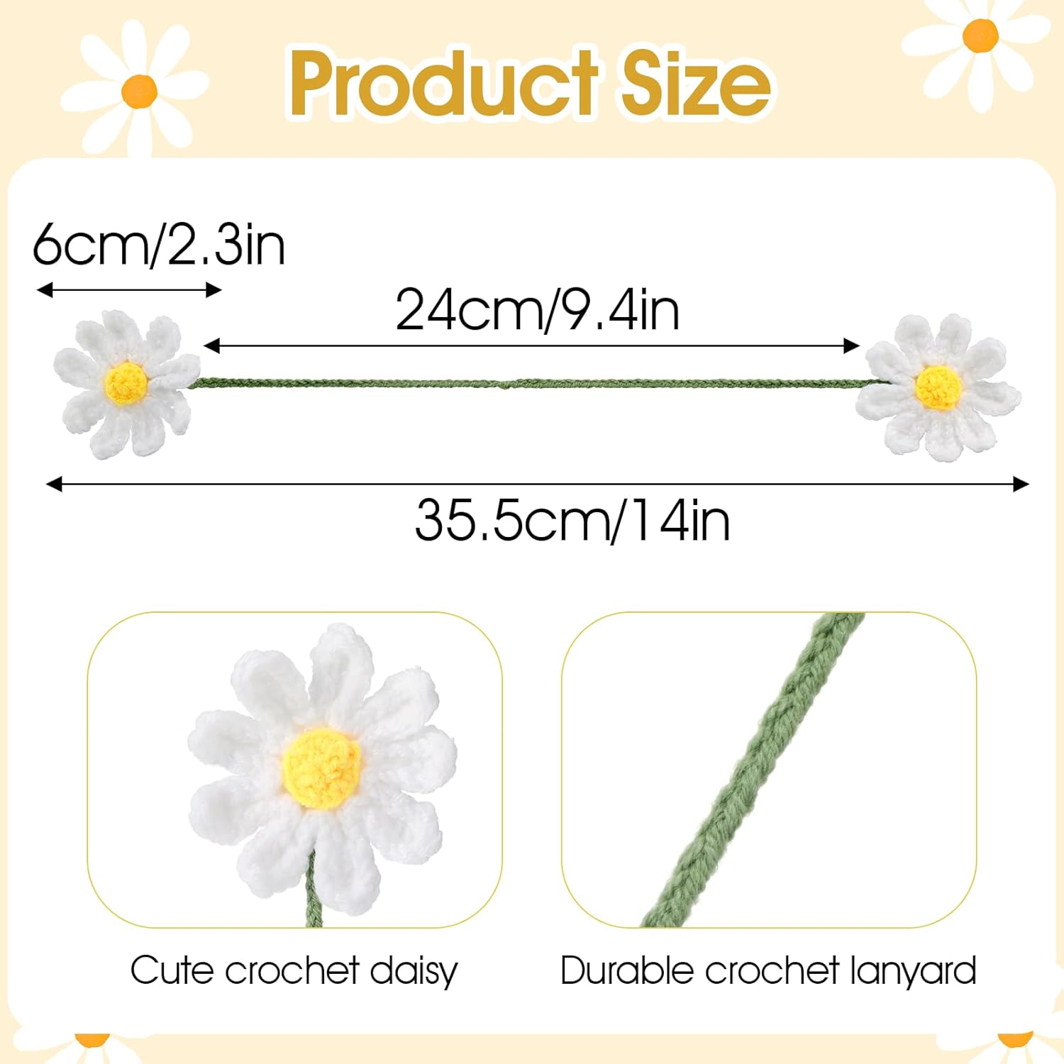 Cute Crochet Daisy Car Decor for Women