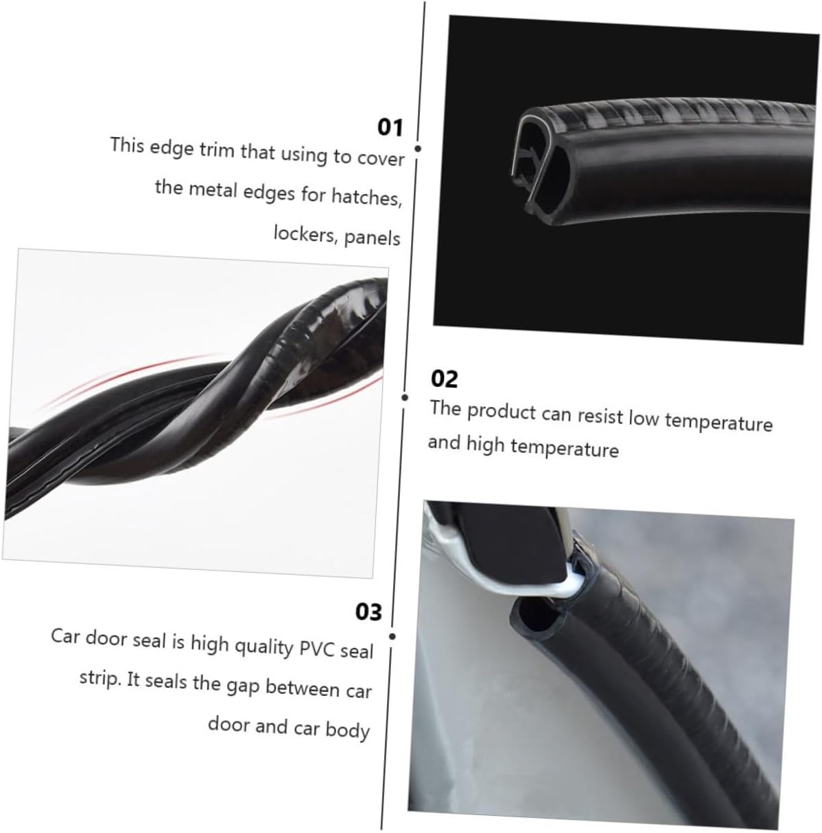 Garneck Weatherproof Car Door Seal Strip for Soundproof and Draft Stopper