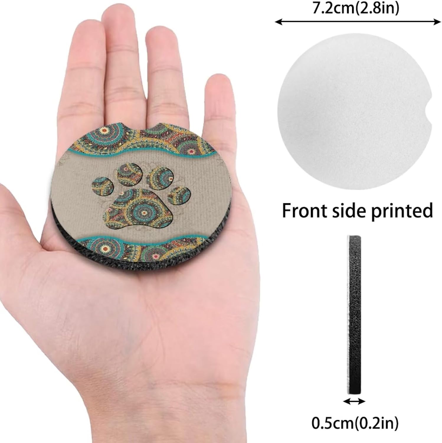 Boho Dog Paw Non-Slip Car Coaster Mat - 28 Inch