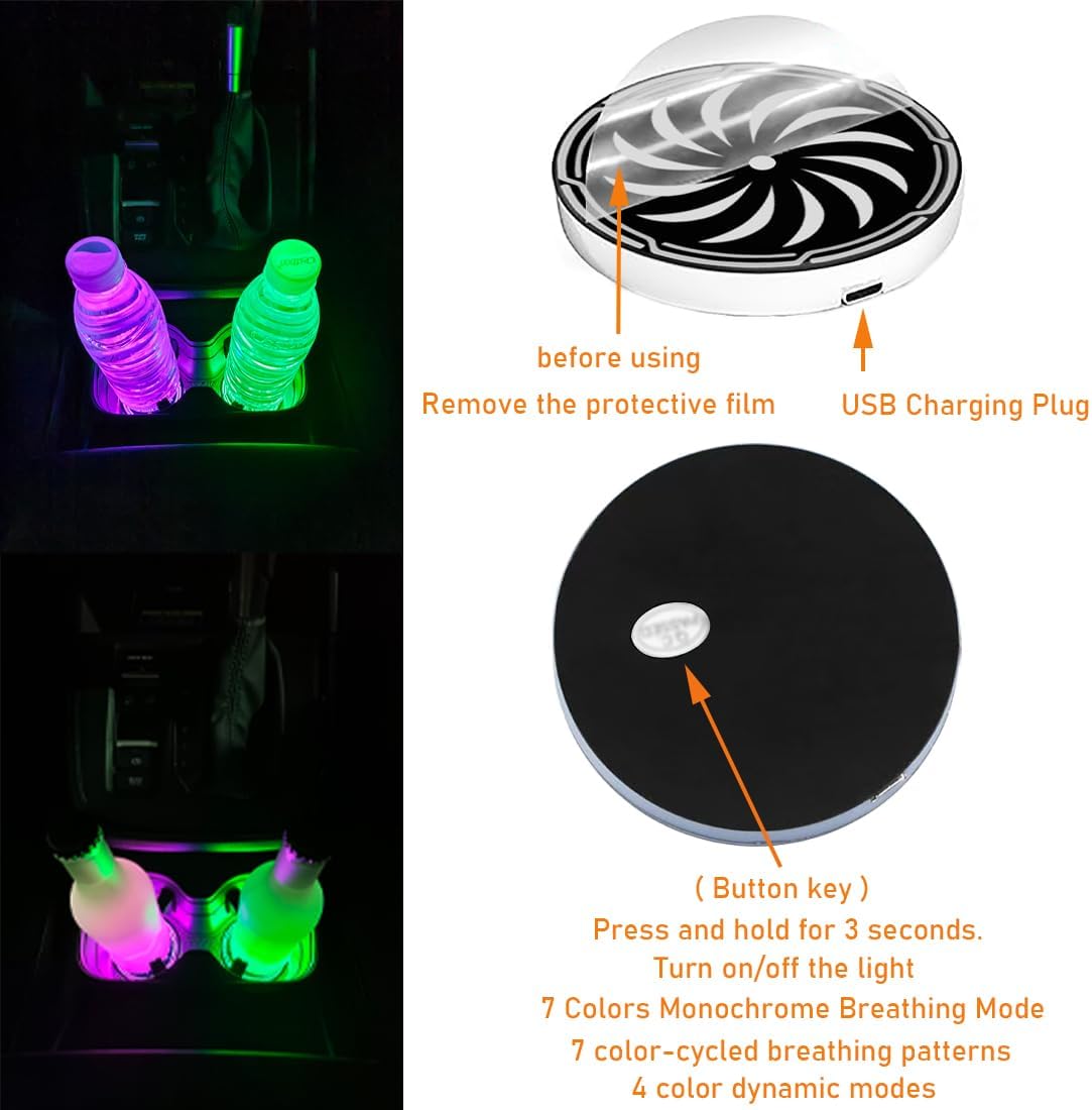 2Pcs LED Coaster Lights with 7 Color Variations