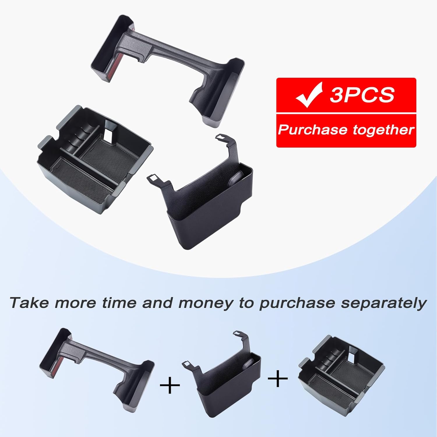 3PCS Center Console Organizer Tray for Wrangler and Gladiator 2018-2024