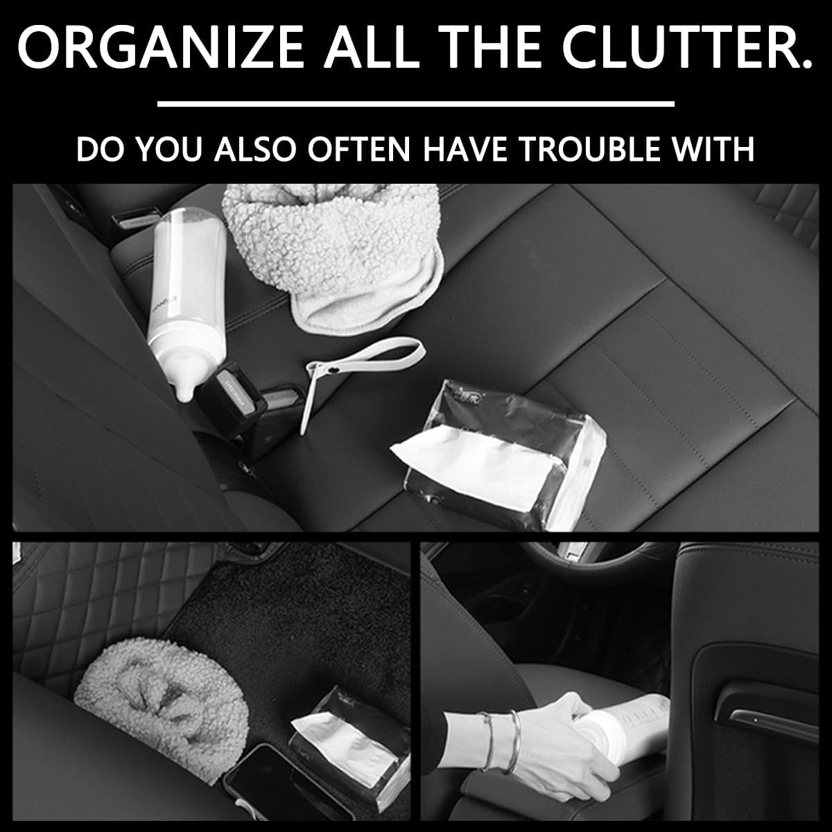AUCELI Car Seat Back Organizer with Cup Holder and Tissue Box