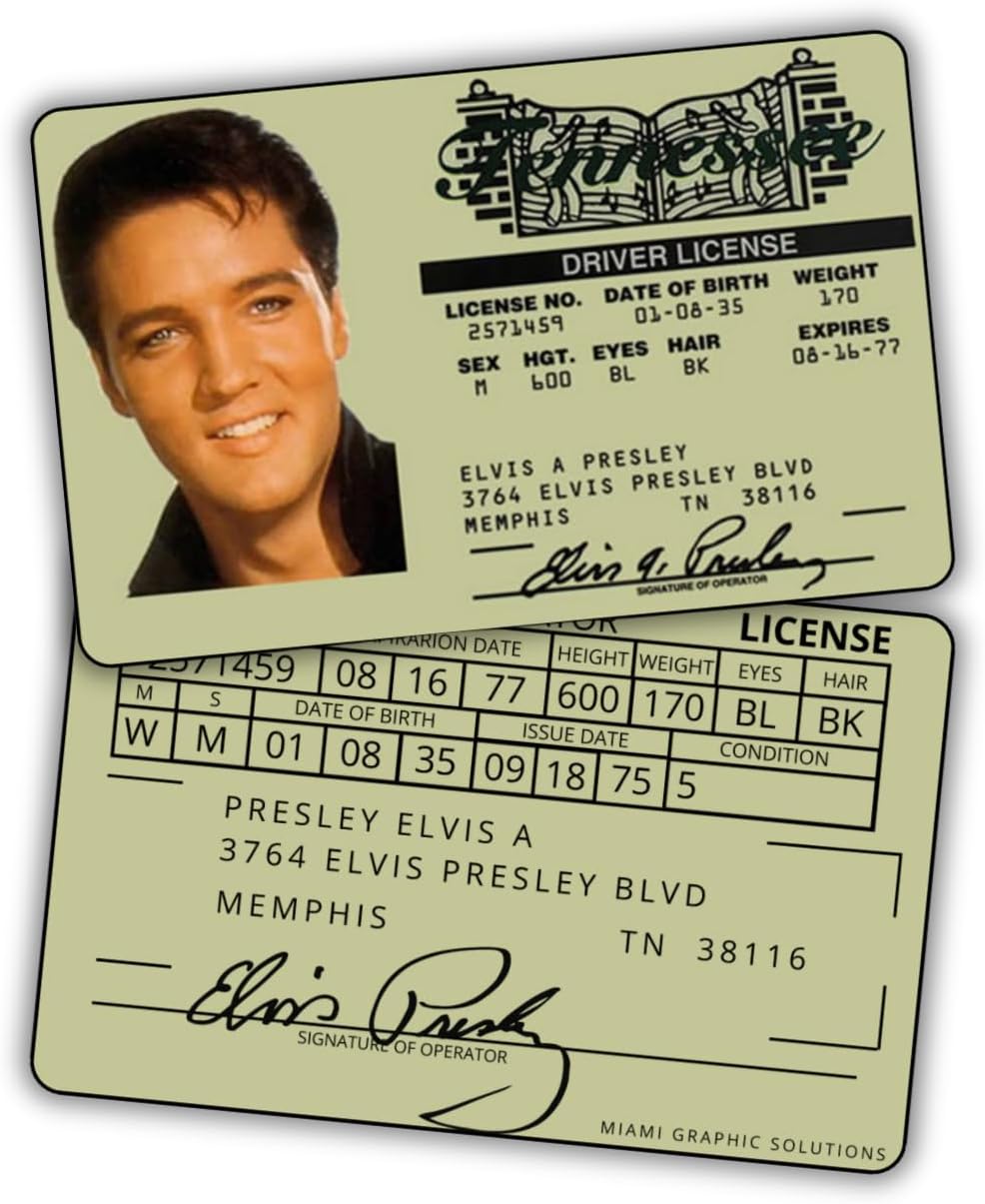Elvis Presley Driver License Frame Funny ID Collectible