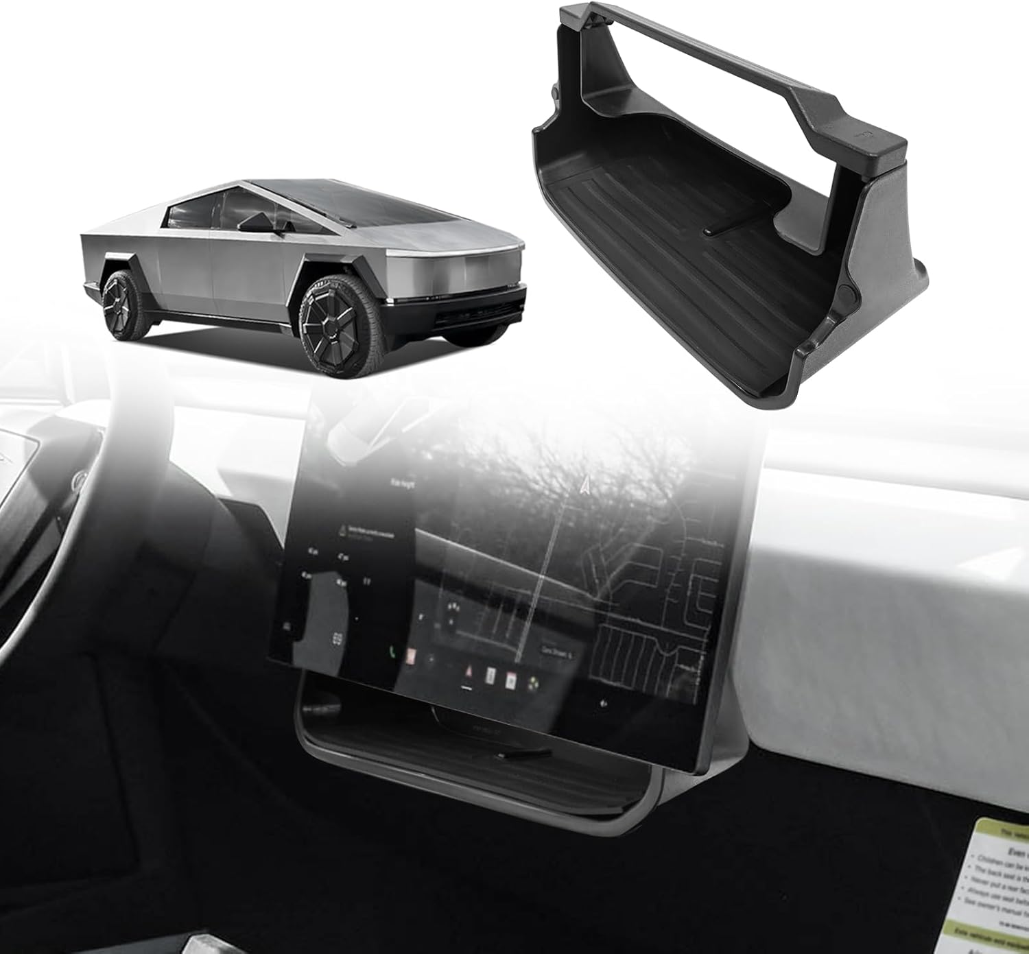 BestEvMod Under LCD Screen Organizer for Tesla Cybertruck 2023 2024 2025