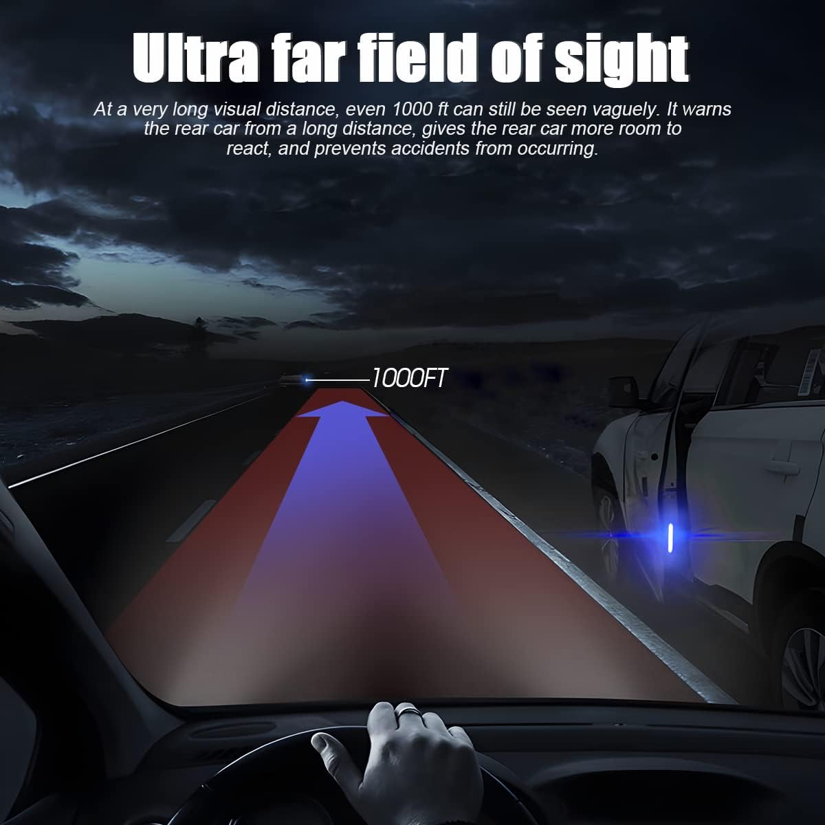 4PCS Blue Reflective Warning Stickers for Car Door