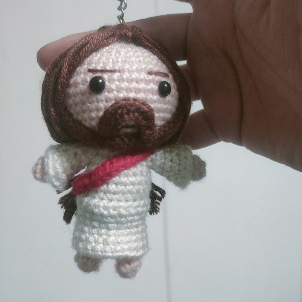Handmade Crochet Jesus Keychain Pendant