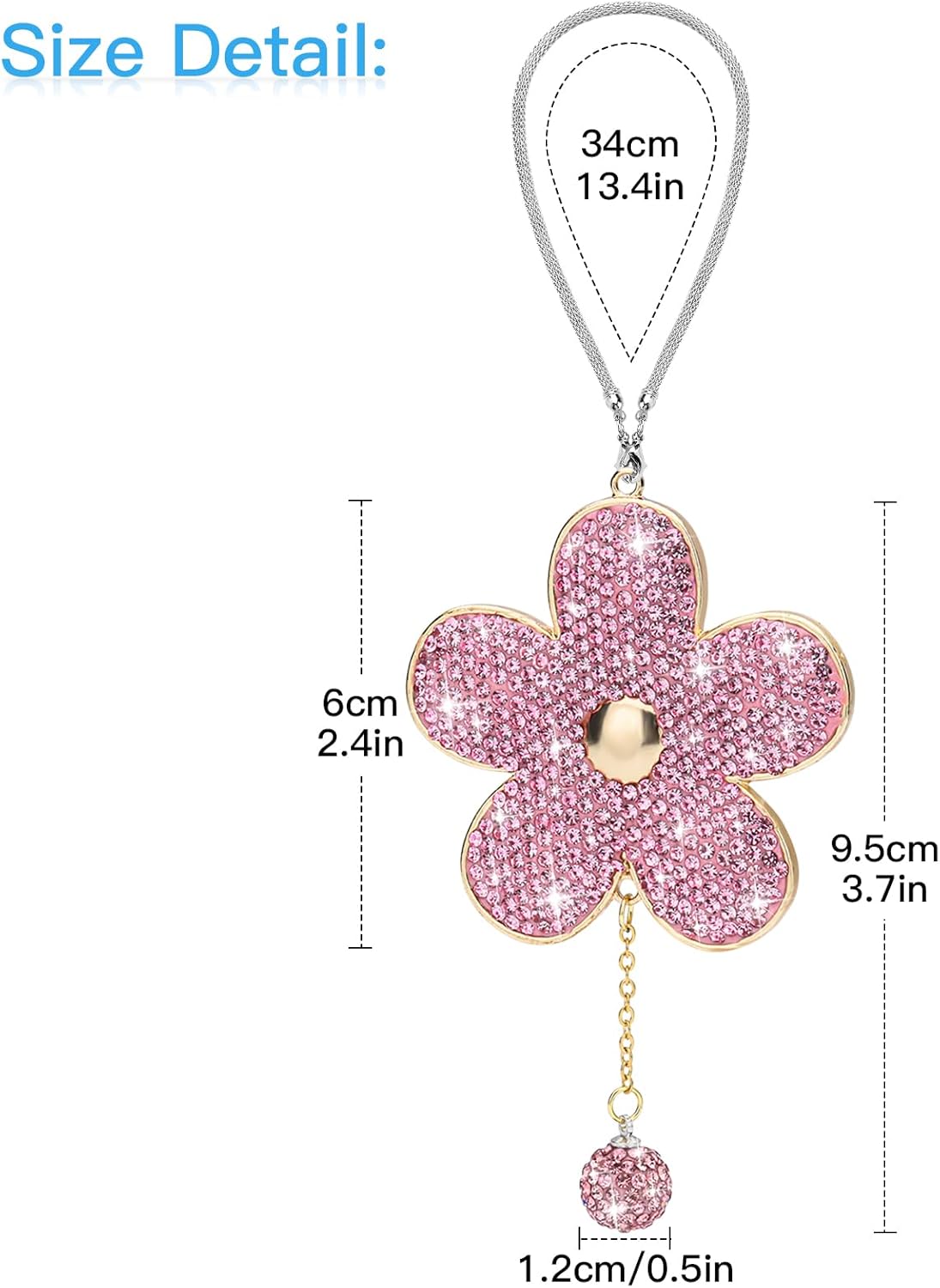 Soleebee Pink Crystal Rhinestone Car Hanging Ornament