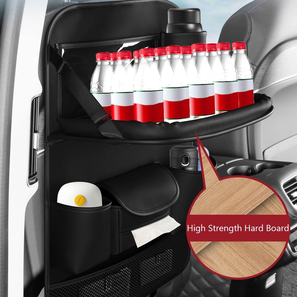 2PCS Car Backseat Organizer with Foldable Table Tray and Kick Mats