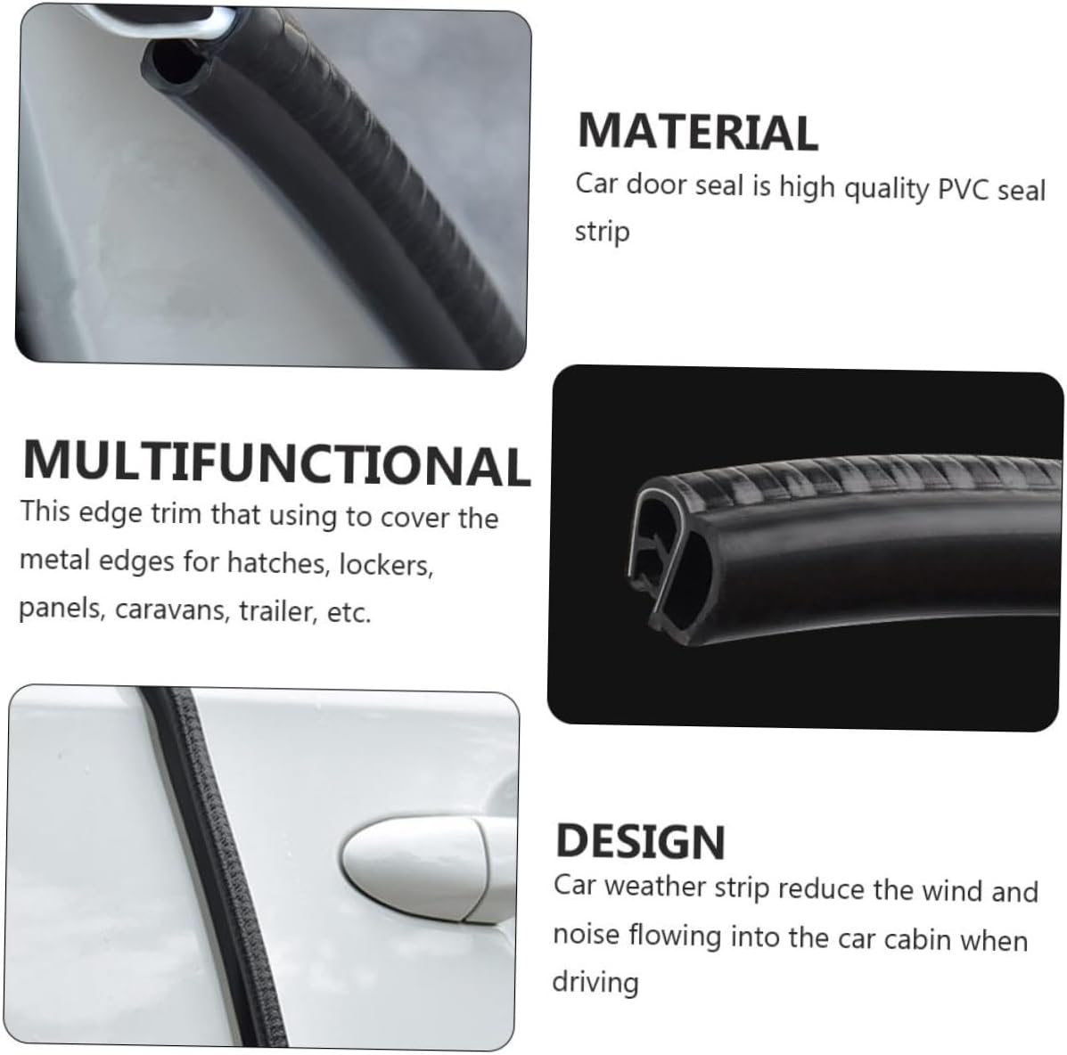 Garneck Weatherproof Car Door Seal Strip for Soundproof and Draft Stopper