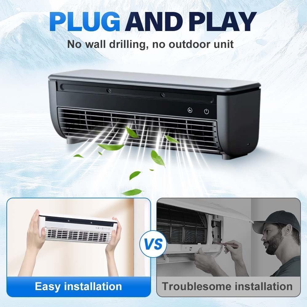 No Drilling Wall Mounted Air Conditioner Fan with 10s Instant Cooling