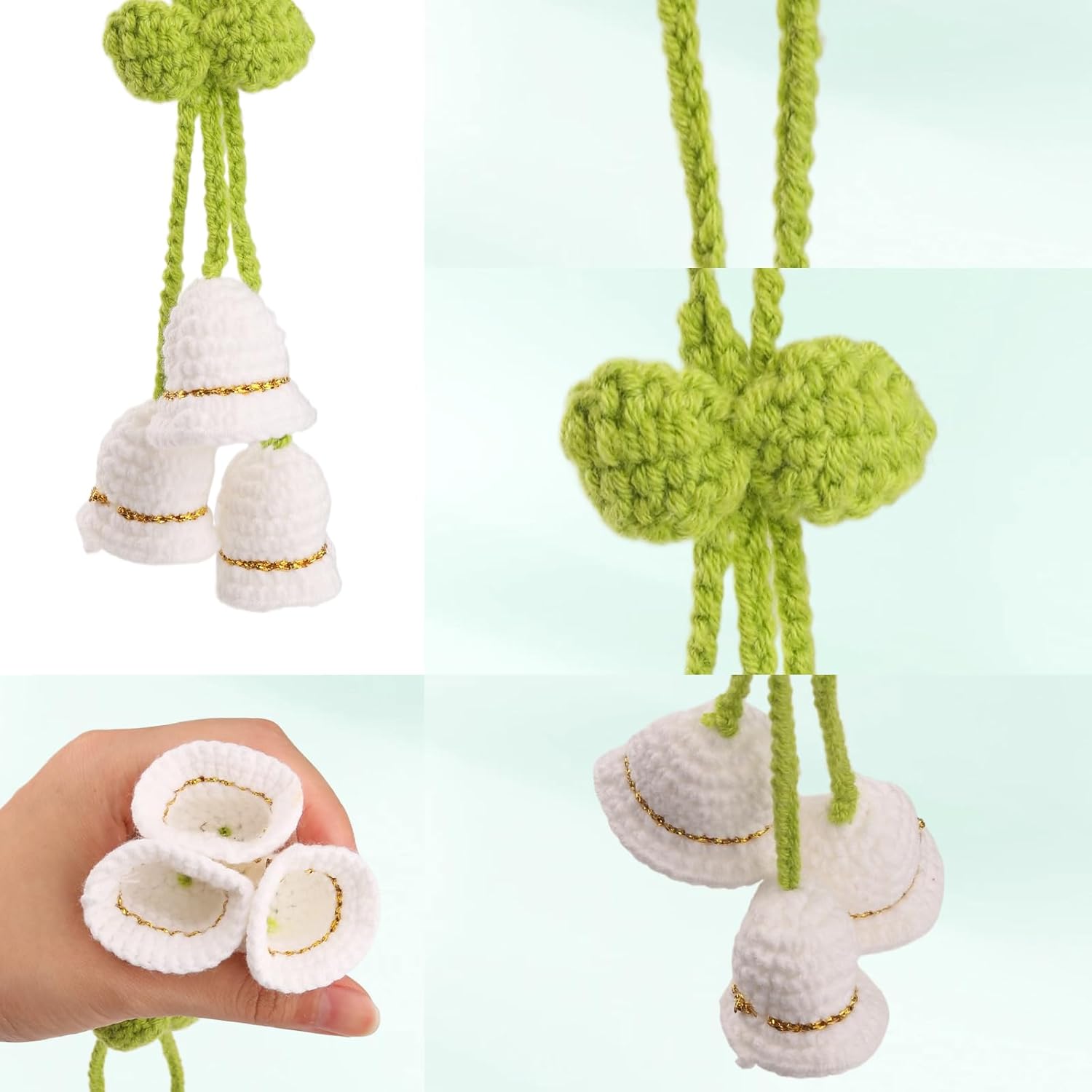 Cute Crochet Orchid Mirror Ornament for Car Decorations