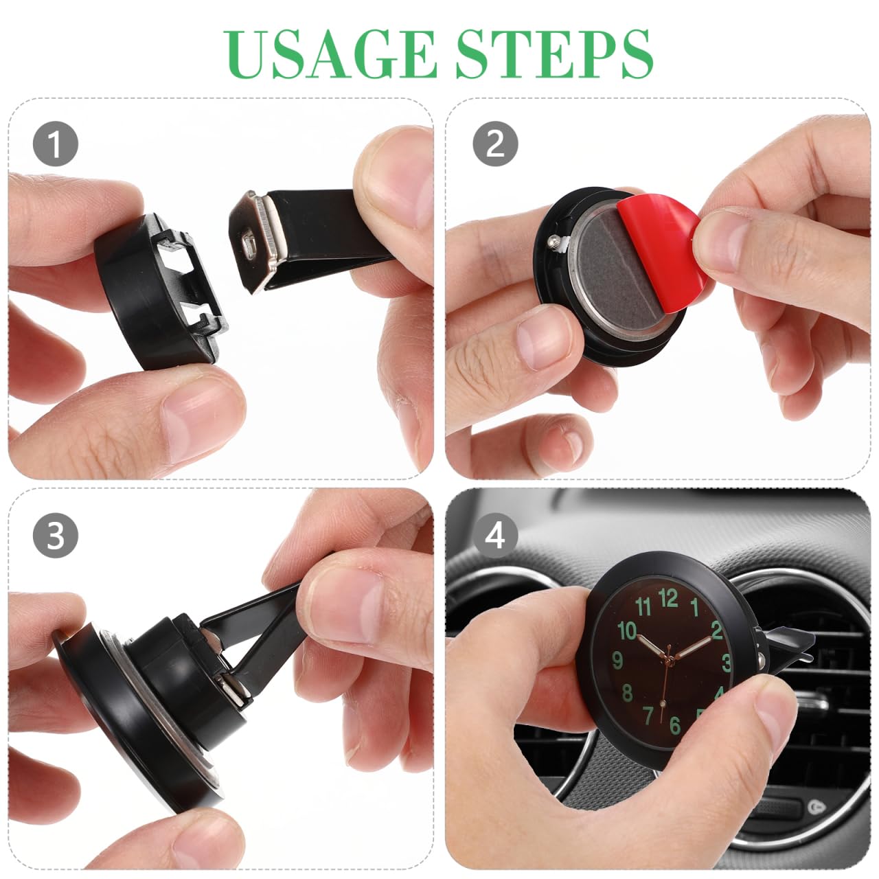 Mini Luminous Car Vent Clock with Clip Universal Quartz