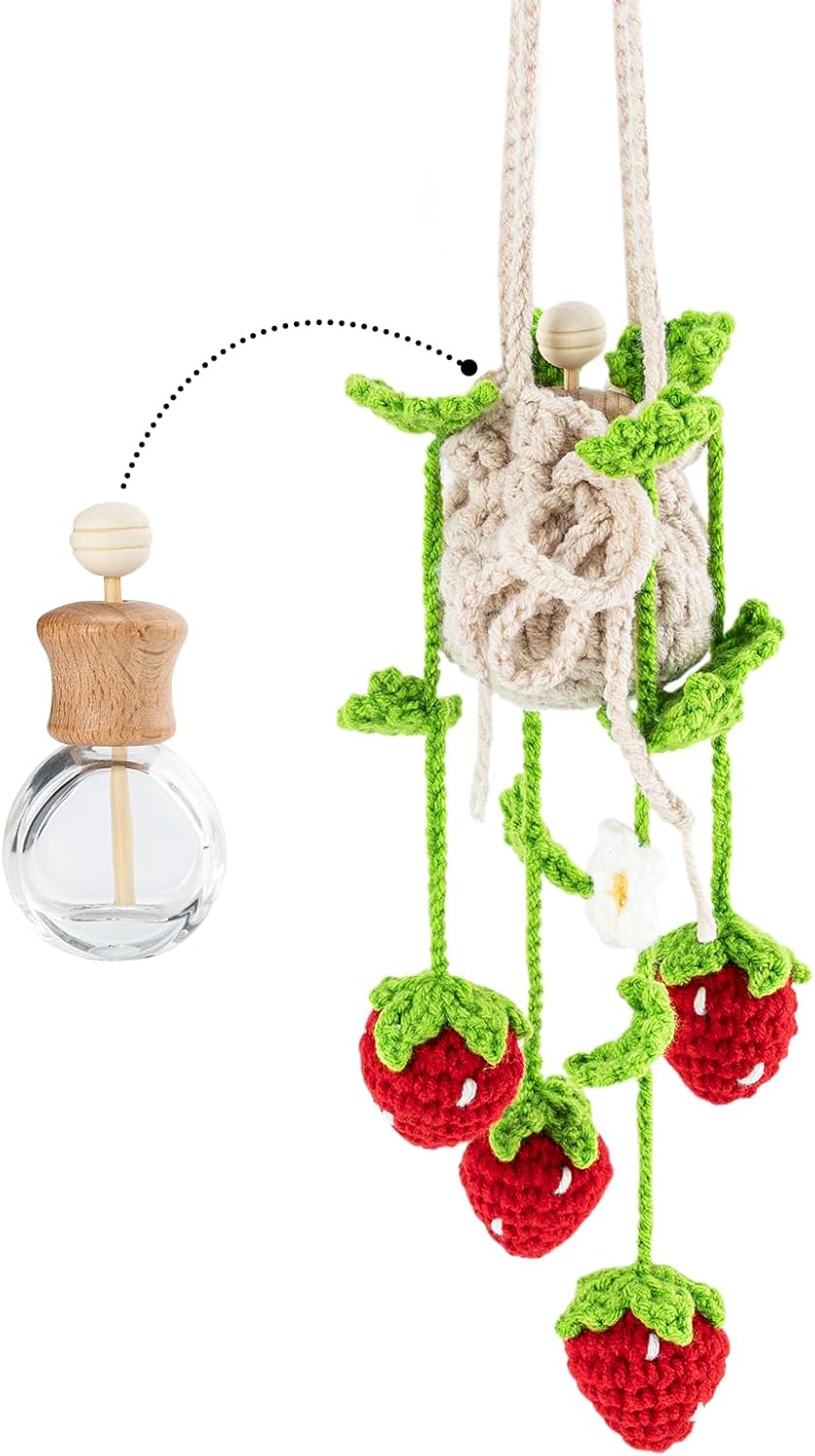 Rislobx Crochet Car Air Freshener Strawberry Decor