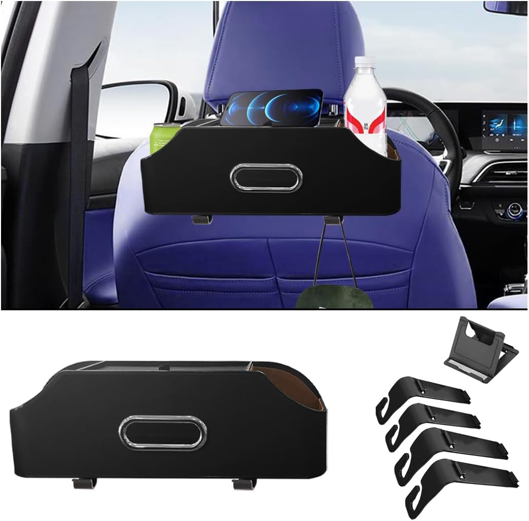 AUCELI Car Seat Back Organizer with Cup Holder and Tissue Box