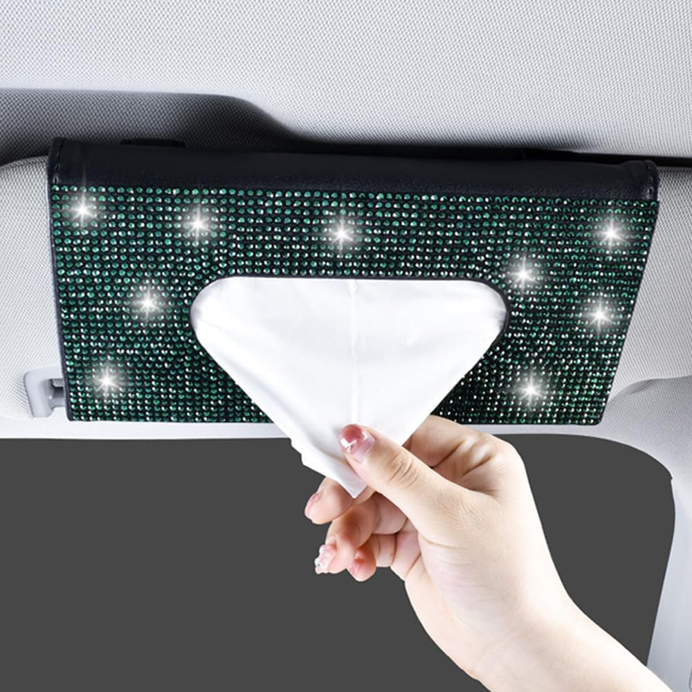Bling Bling Rhinestone Diamond Car Visor Tissue Holder