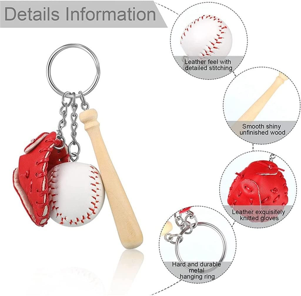 12 Pcs Baseball Glove Keychain Set Wooden Keychains