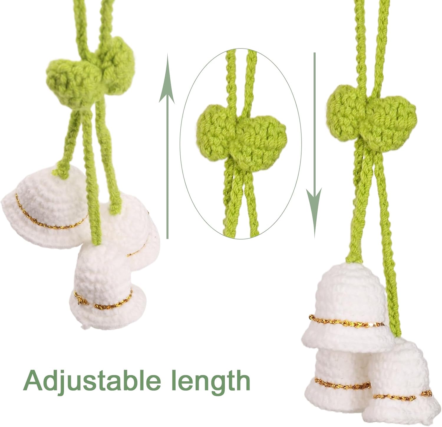 Cute Crochet Orchid Mirror Ornament for Car Decorations
