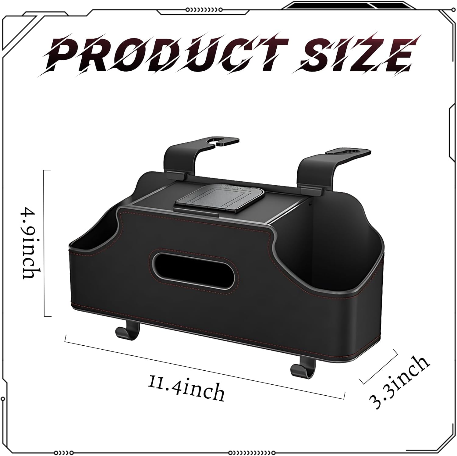 Car Back Seat Organizer with 2 Drink Holders and Tissue Box Black