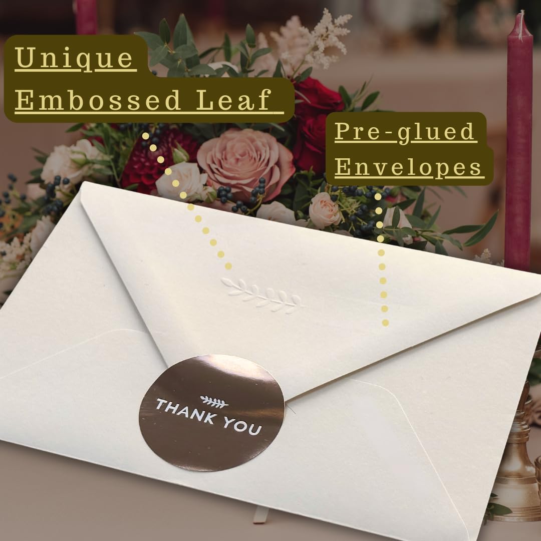 RUN2PRINT 36 Pack Thank You Cards With Envelopes and Foiled Stickers