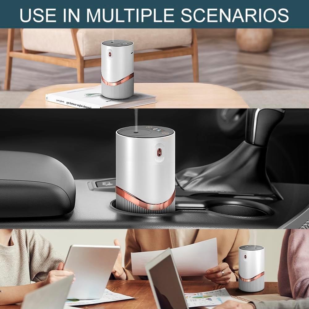 Fenpos Waterless Essential Oil Diffuser - Car Aroma Diffuser with Timer and Auto-Off