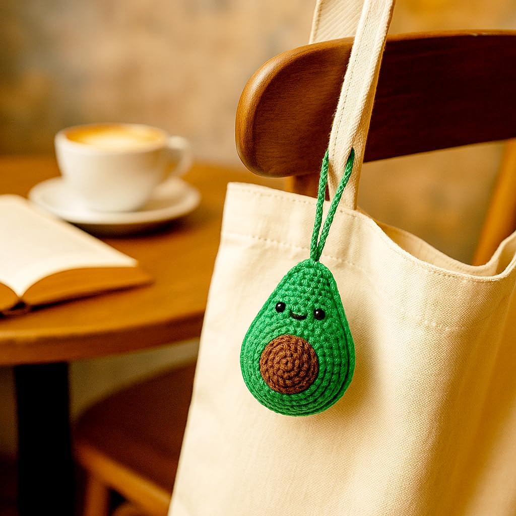 Handmade Crochet Avocado Ornament - Multi Use Amigurumi Decoration