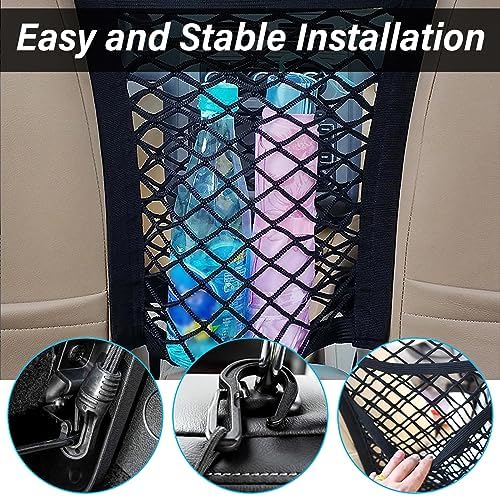 Kewucn 2 Layers Car Mesh Organizer with Elasticity