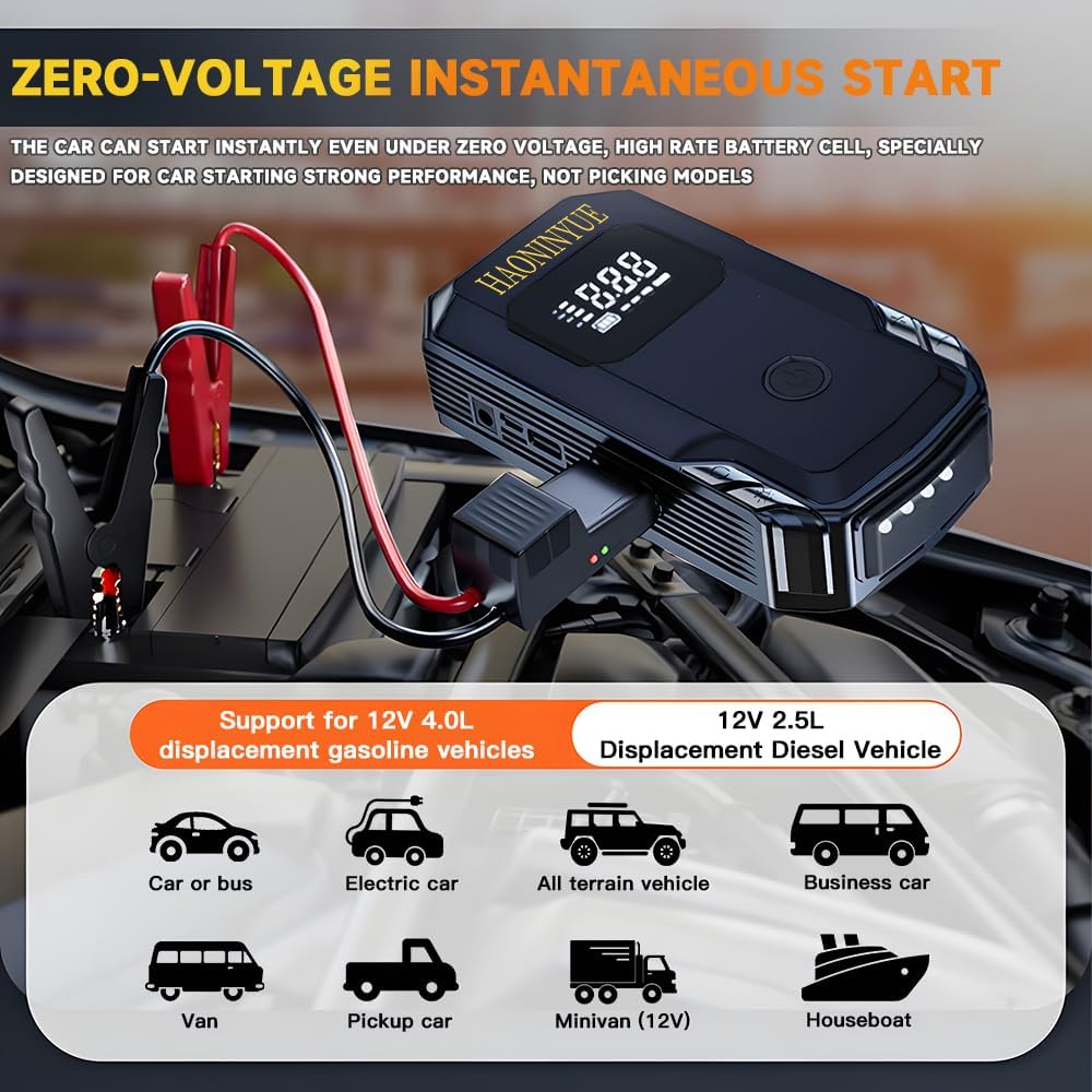 HAONINYUE 12V Emergency Starter with Air Compressor