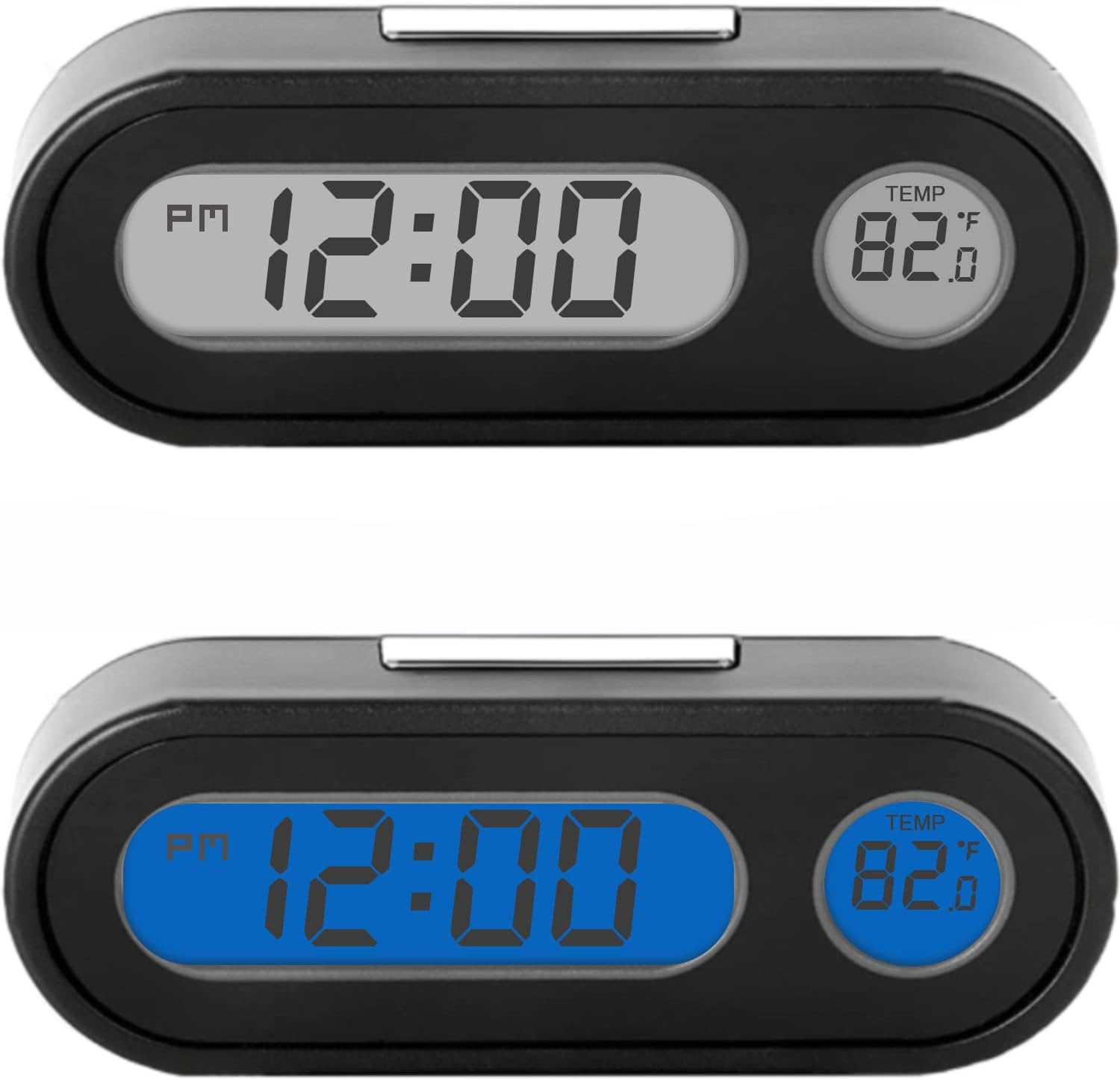 Fahrenheit Temperature Car Clock with Blue Backlight 2-in-1