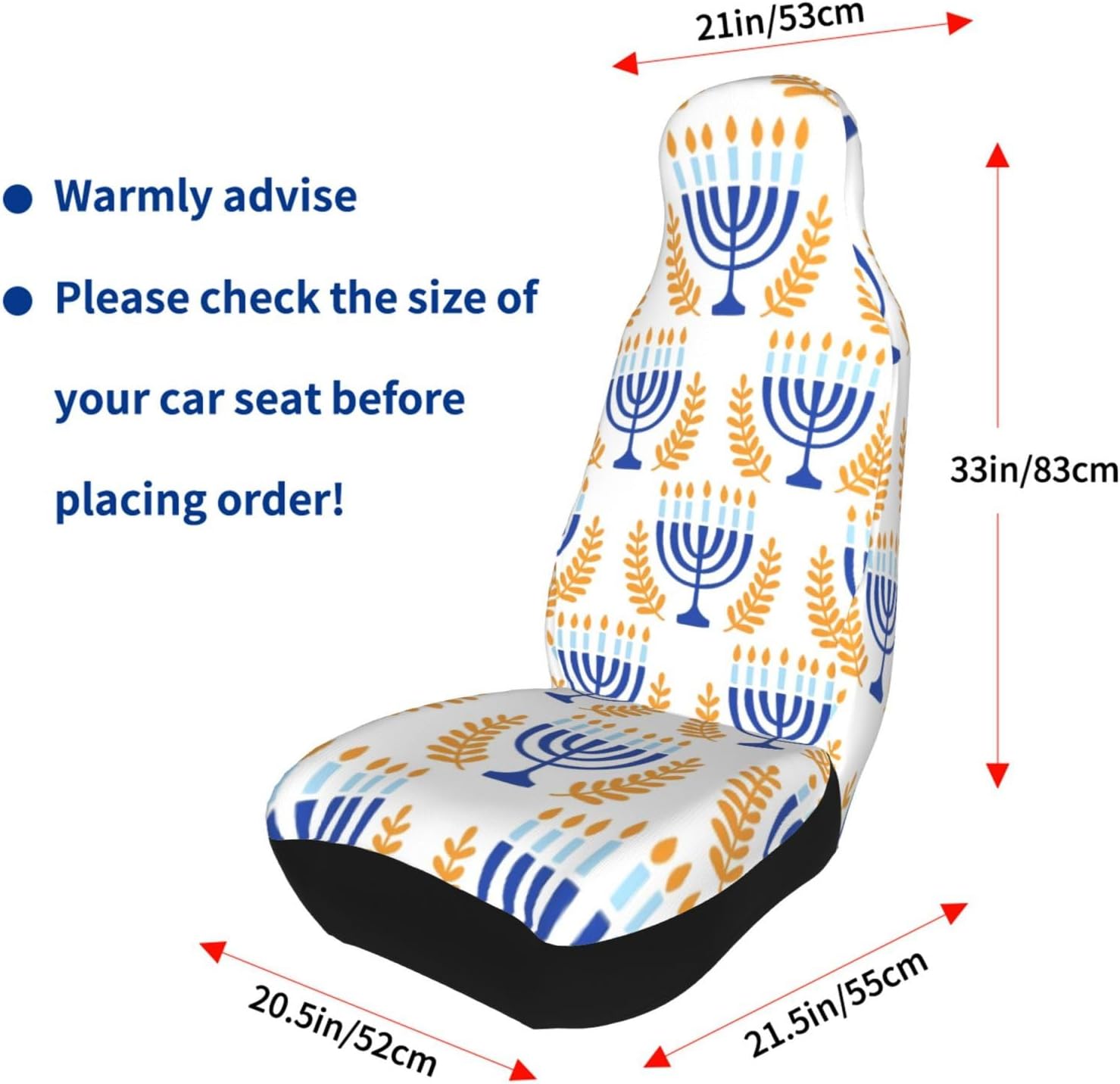 Hanukkah Menorah Car Seat Covers Set of 2 Universal Fit