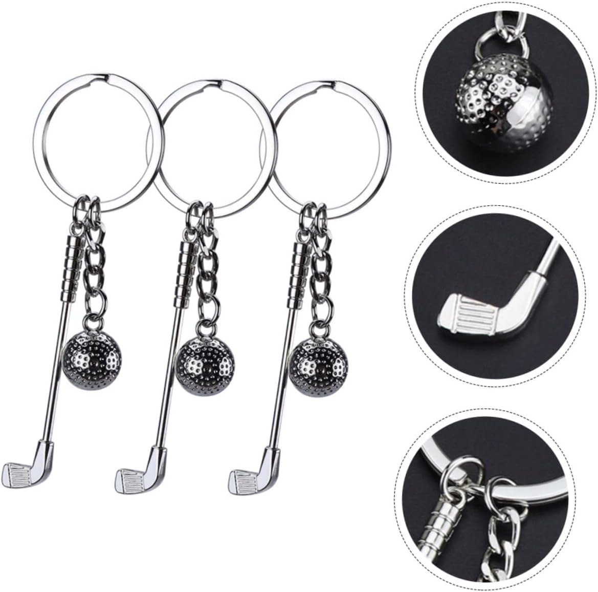 3PCS Golf Ball Keychain Set for Golf Enthusiasts