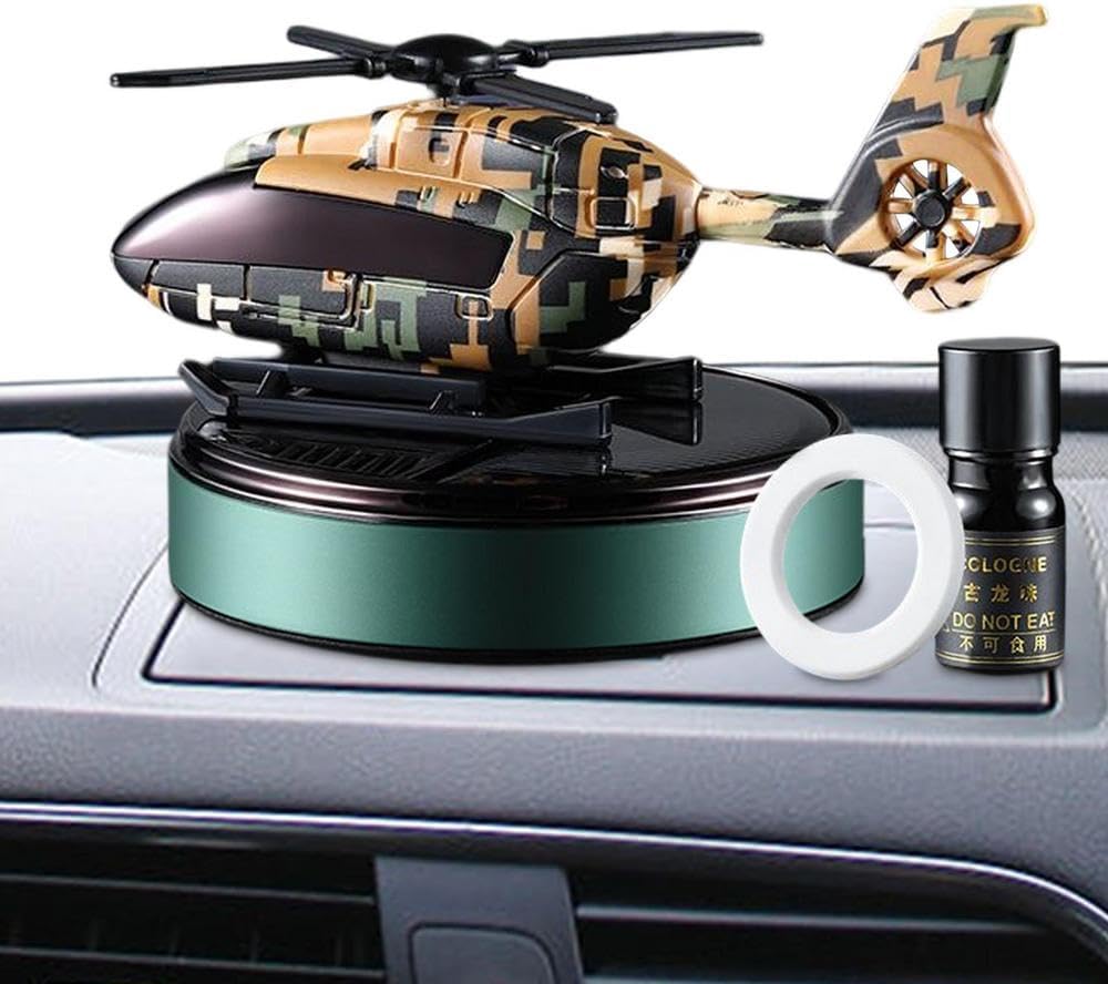 Solar Powered Helicopter Car Air Freshener Green