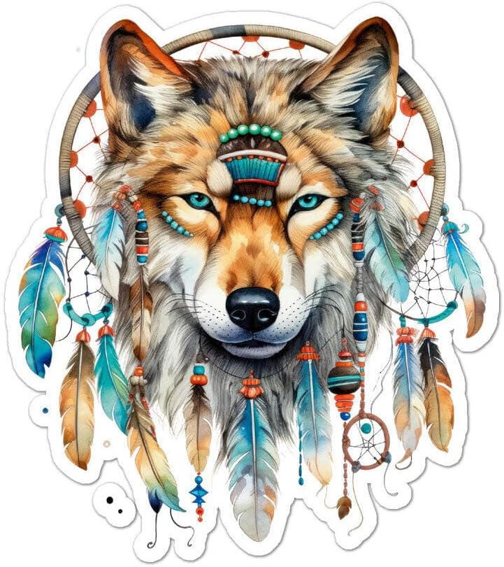 Wolf Dream Catcher Car Window Decal 42 x 37 Inch