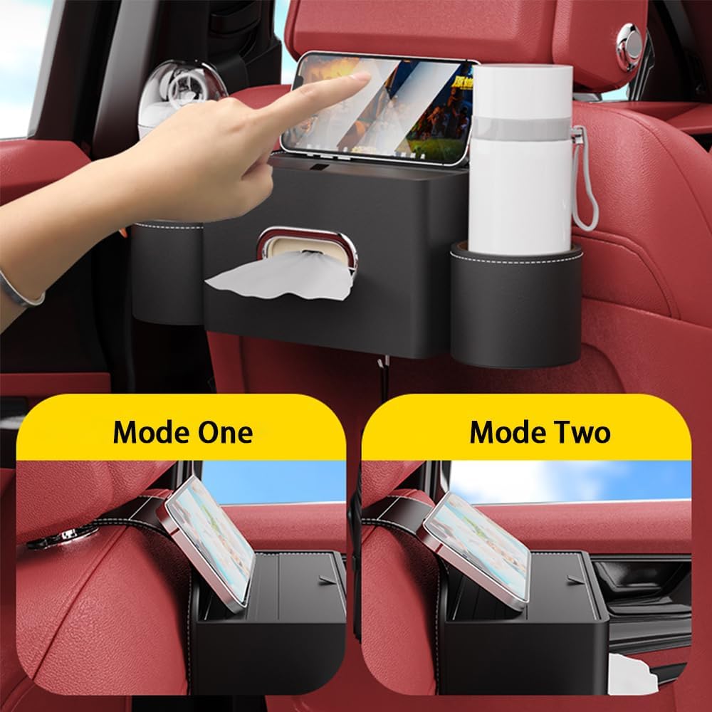 K LAKEY Seat Back Organizer with 2 Cup Holders and Hook